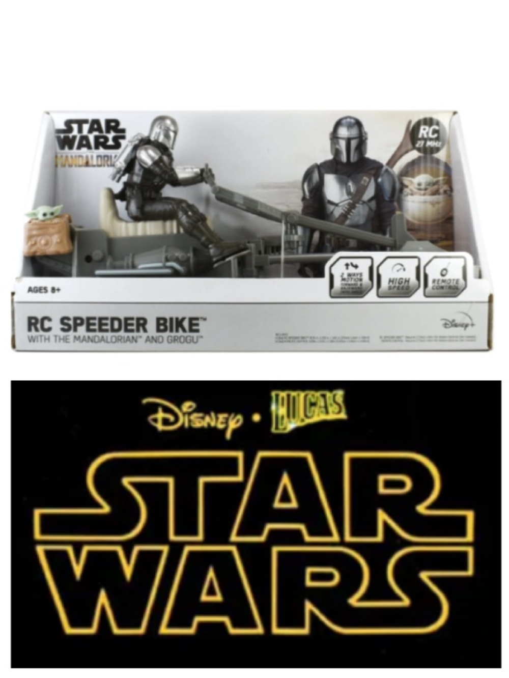 Disney Store Star Wars Mandalorian & Glogoo RC Speeder Bike (Unopened)